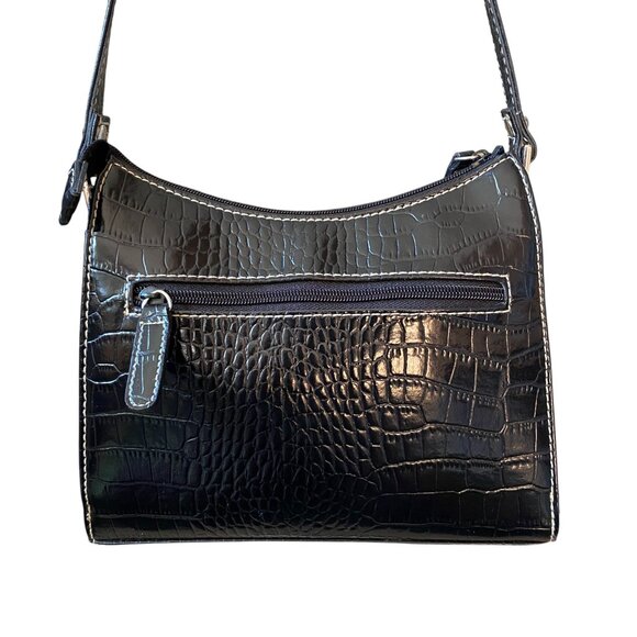 Villager by Liz Claiborne purse/shoulder patent croc textured bag black - Picture 4 of 8